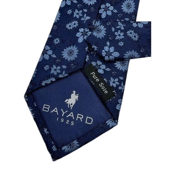 BAYARD 1925 Men's 100% Silk Necktie LUXURY Tie Blue Floral W:3.5" EUC - Picture 5 of 5
